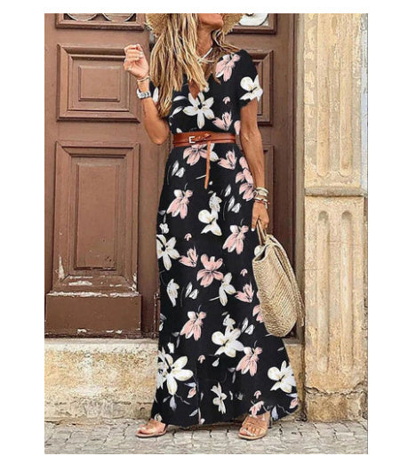 Susan – Stylish V-neck Floral Dress