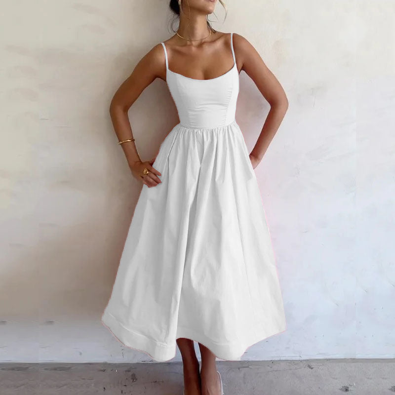 Women's Summer A-Line Dress with Spaghetti Straps