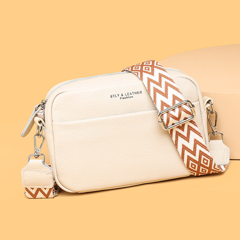 Hayley – Shoulder bag with Rhombus Embroidered Wide Shoulder Strap