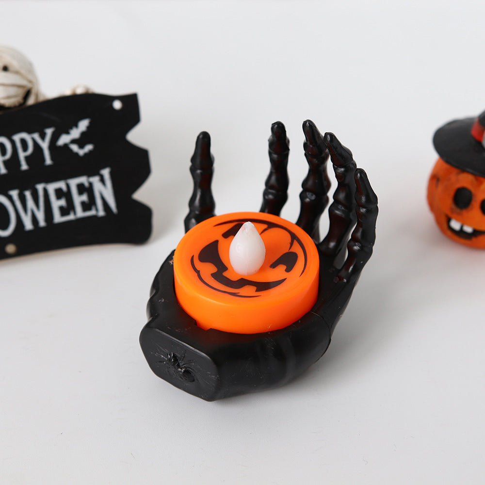 Halloween Ambient Lighting Skeleton Hand Decoration – LED Candle for Party and Spooky Decor