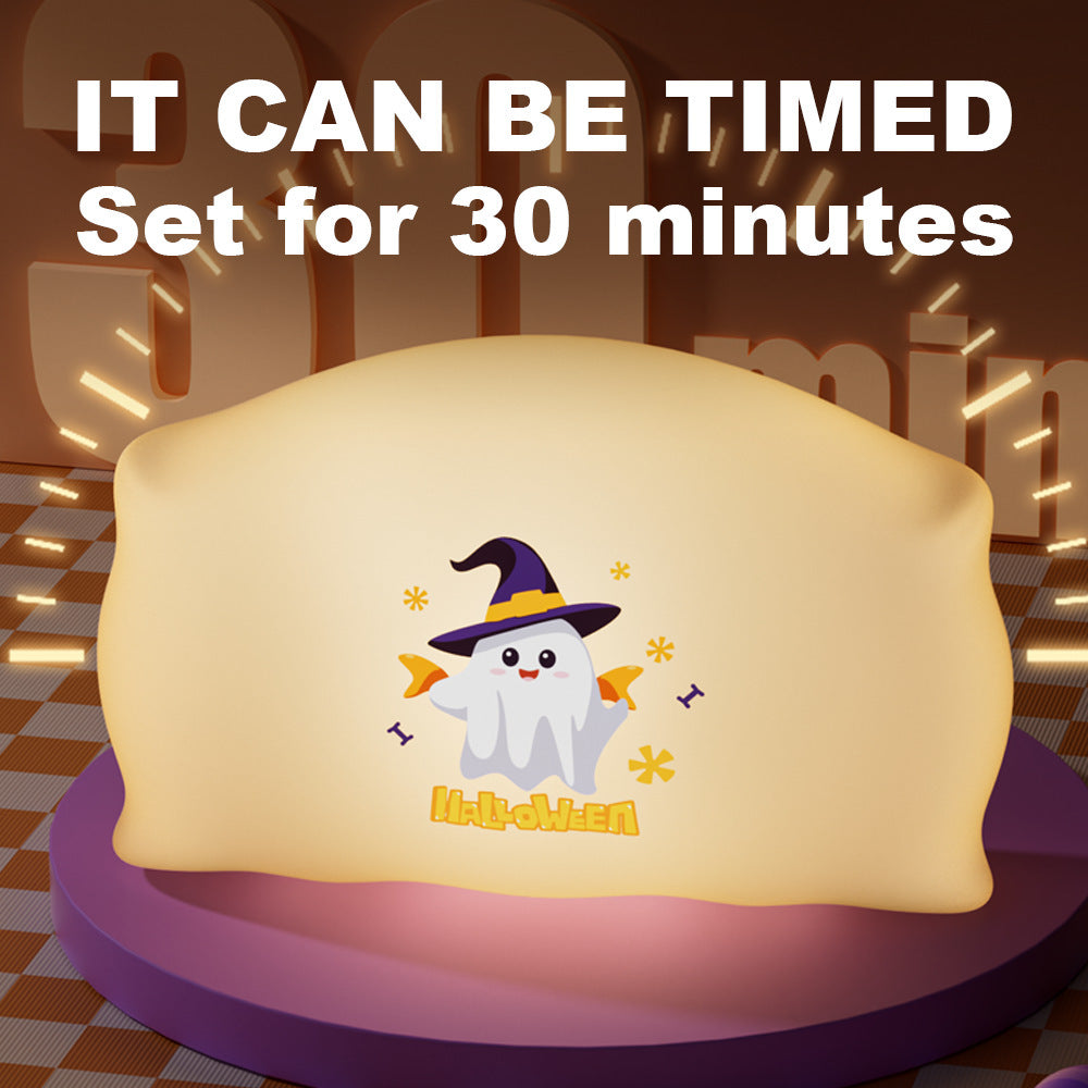 Halloween Night Light Children – Tap Light with Ghost & Pumpkin – Decoration for Halloween Party and Bedroom