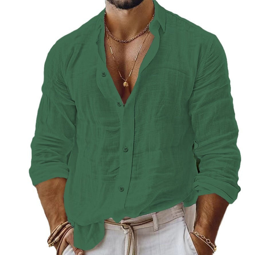 Bernard – Solid Color Cotton Linen Shirt Long Sleeve