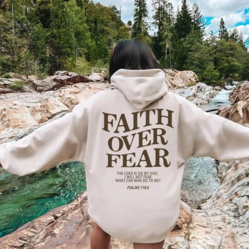 Faith Over Fear unisex hoodie – comfortable casual hoodie with print for men and women