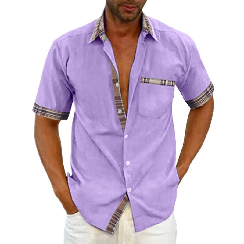 Men's Casual Shirt with Short Sleeve and Contrasting Details – Fashionable and Comfortable for Summer and Leisure Time