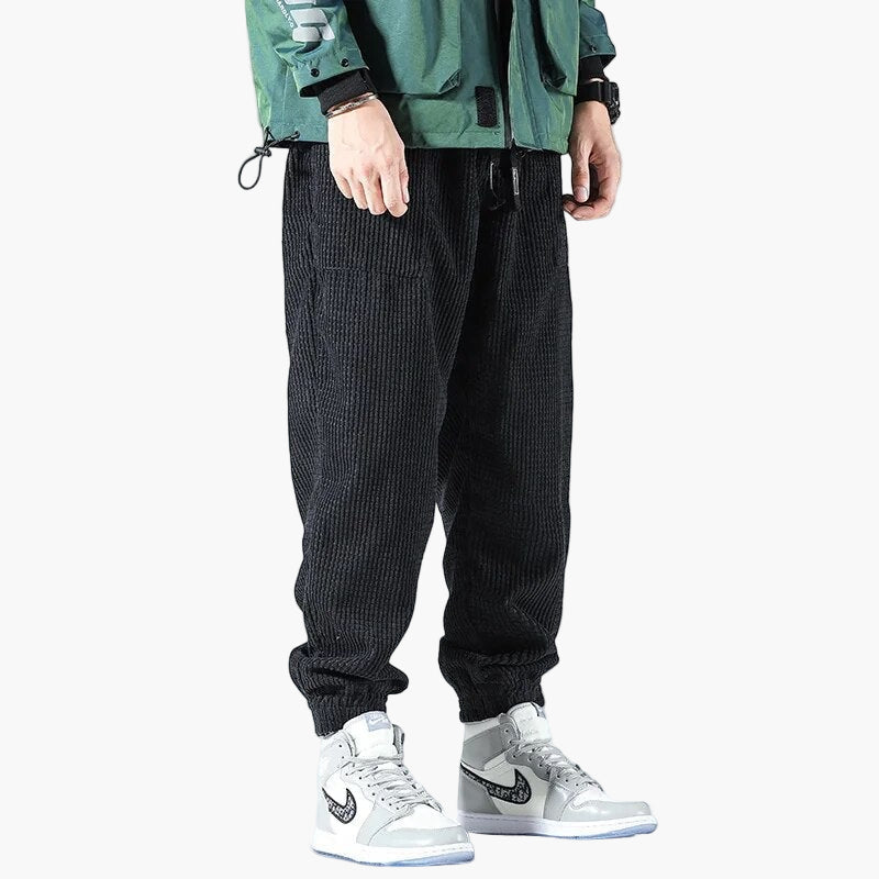 Men's Comfortable Corduroy Jogging Pants Relaxed Fit for Leisure and Sports