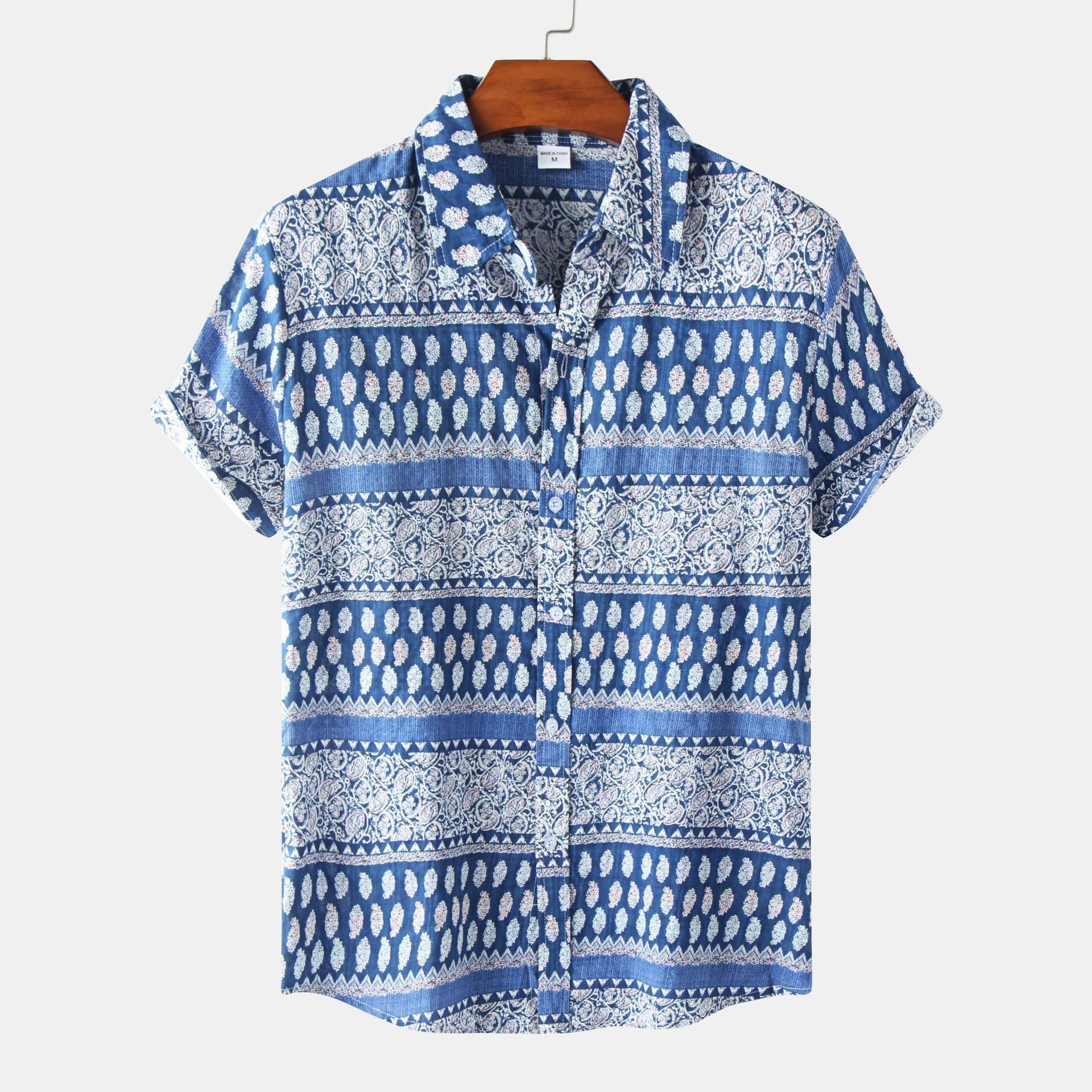 Men's Short Sleeve Shirt with Floral Print – Casual Style for Summer and Vacation