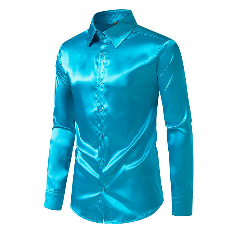 Gabriel – Shiny Satin Shirt in Solid Color