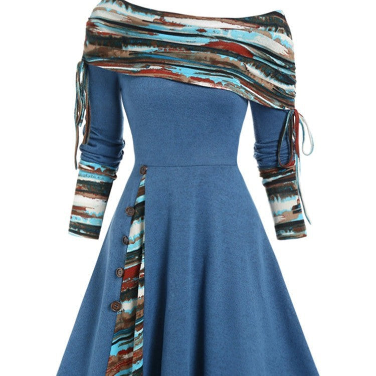Michelle – Elegant Swing Dress with One Shoulder