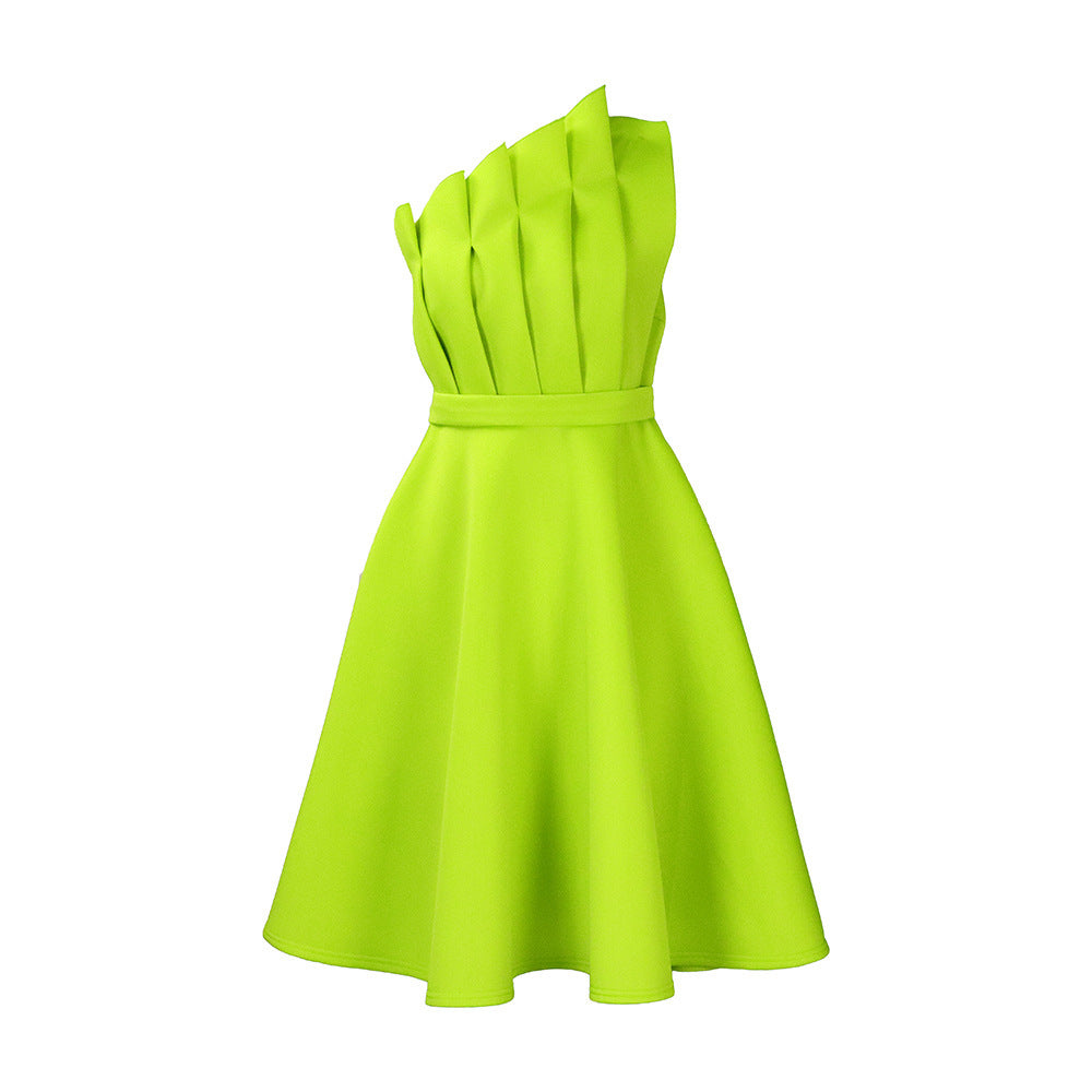 Kathryn – Elegant One-shoulder Dress with High Waist and Ruffles