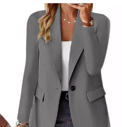 Women's Blazer with One Button Closure – Elegant Business Look for Work or Casual Chic