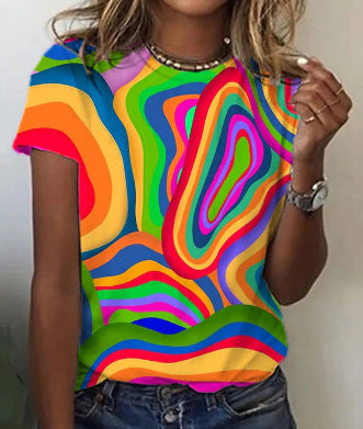 Margaret – Floral Print Round Neck T-shirt