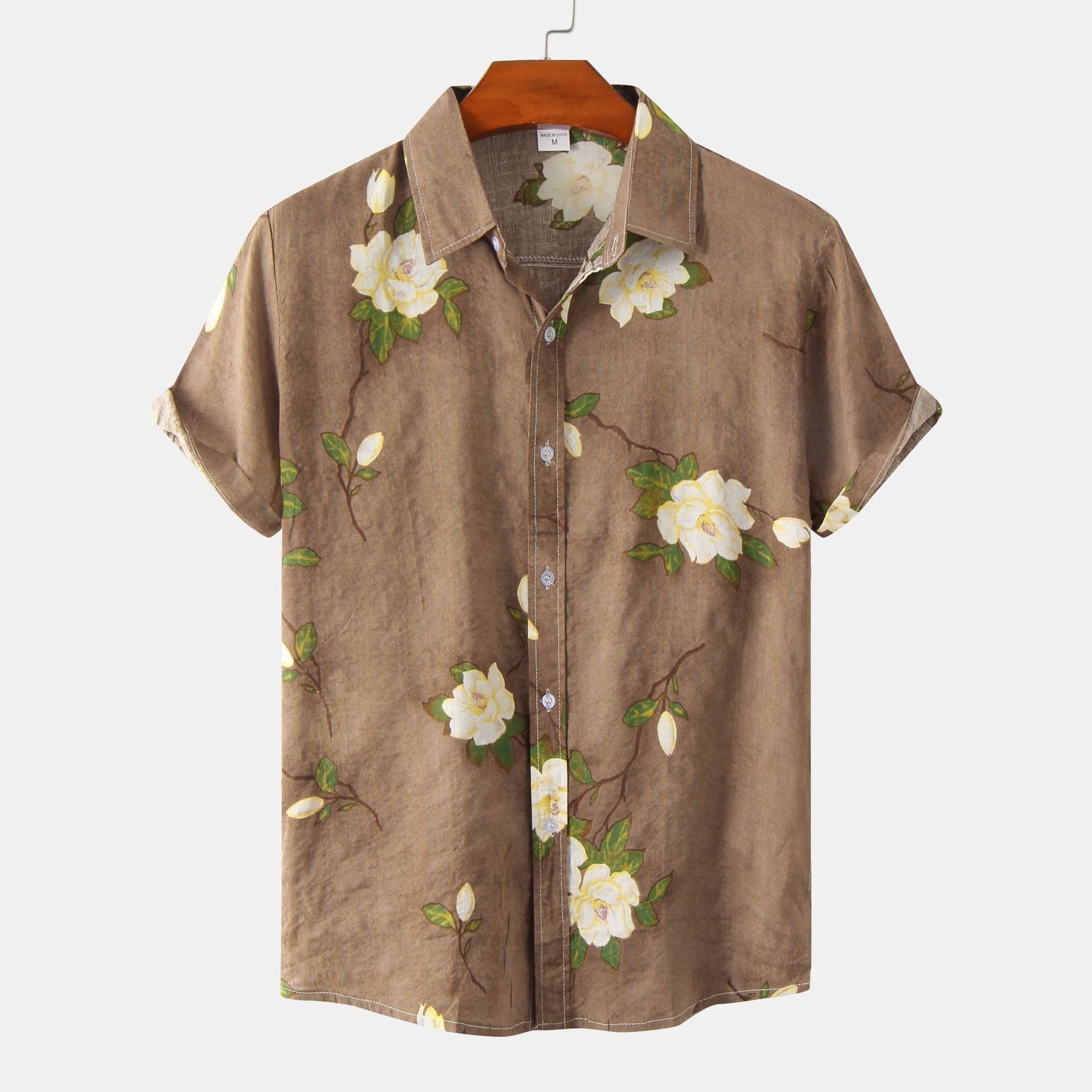 Men's Short Sleeve Shirt with Floral Print – Casual Style for Summer and Vacation