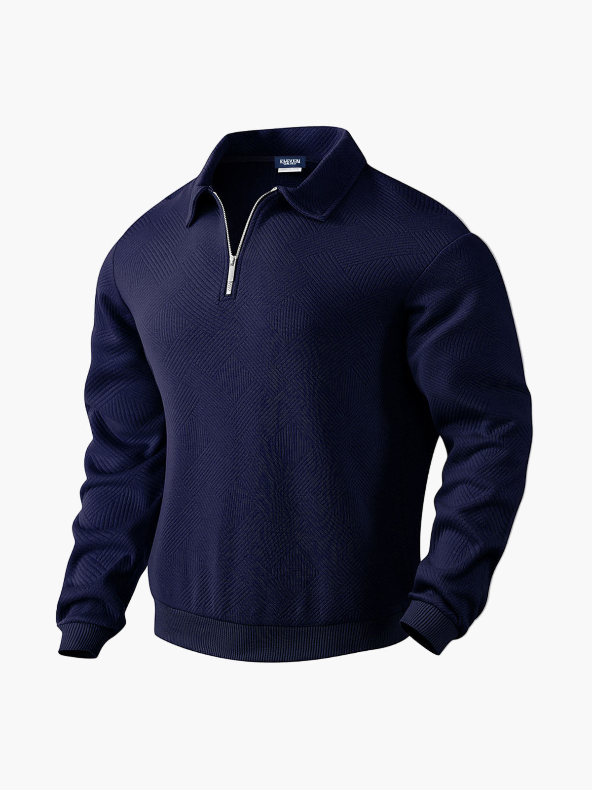 Men's Half-Zip Knitted Pullover with Modern Pattern – Smart Casual Sweater for Every Occasion