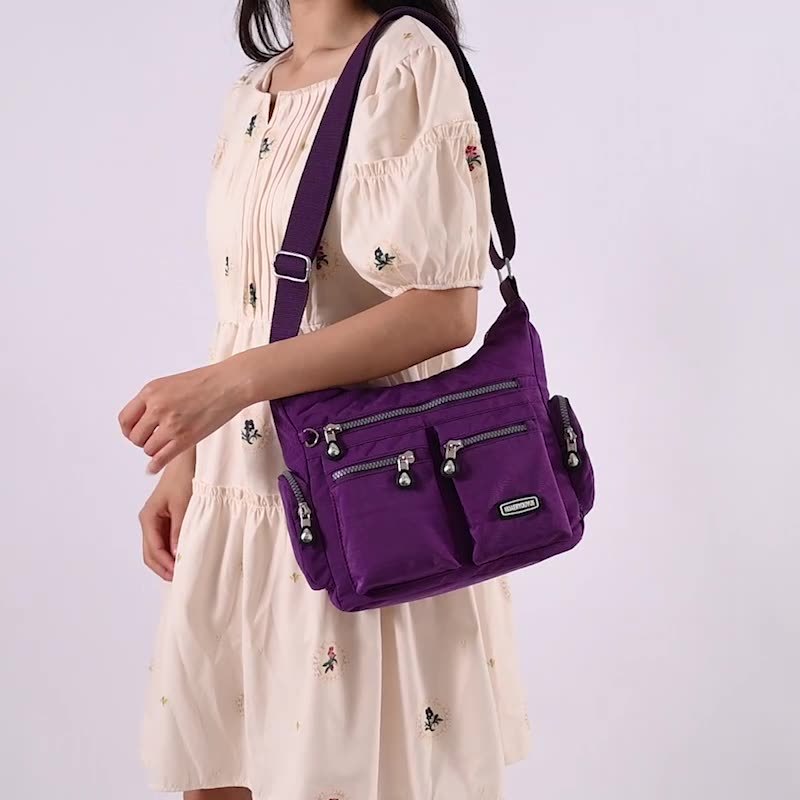 Women's multifunctional shoulder bag with zip pockets – ideal for daily use