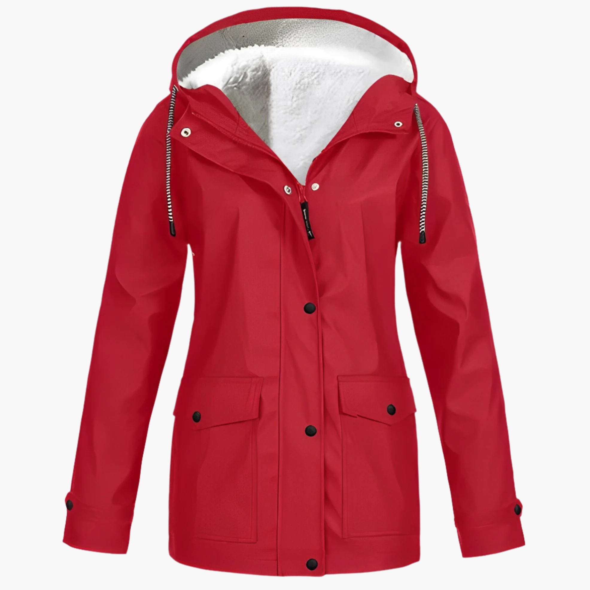 Women's Waterproof Winter Jacket with Fleece Lining – Fashionable Raincoat for Cold Days