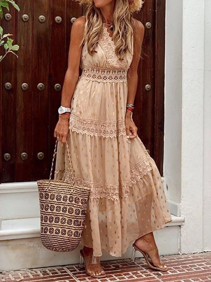 Abigail – Sleeveless Chiffon Dress with Deep V-Neck