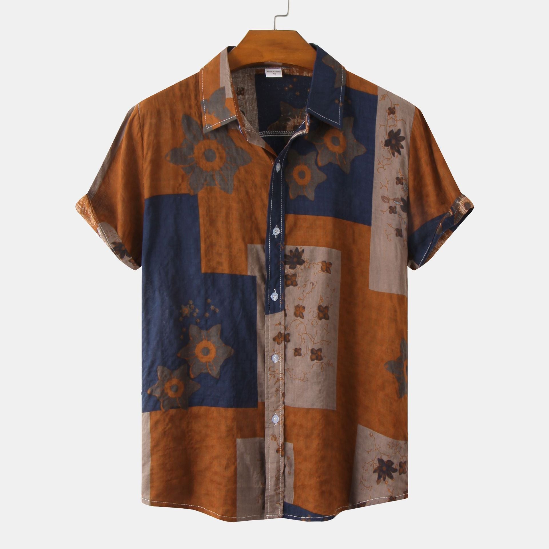 Men's Short Sleeve Shirt with Floral Print – Casual Style for Summer and Vacation
