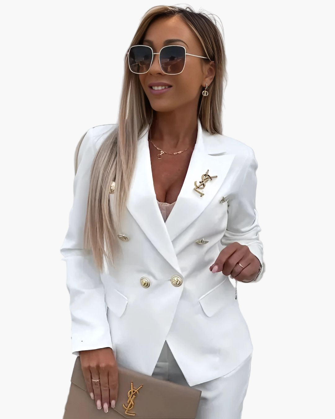 Women's Double-Breasted Blazer Suit with Tailored Fit – Business & Elegant