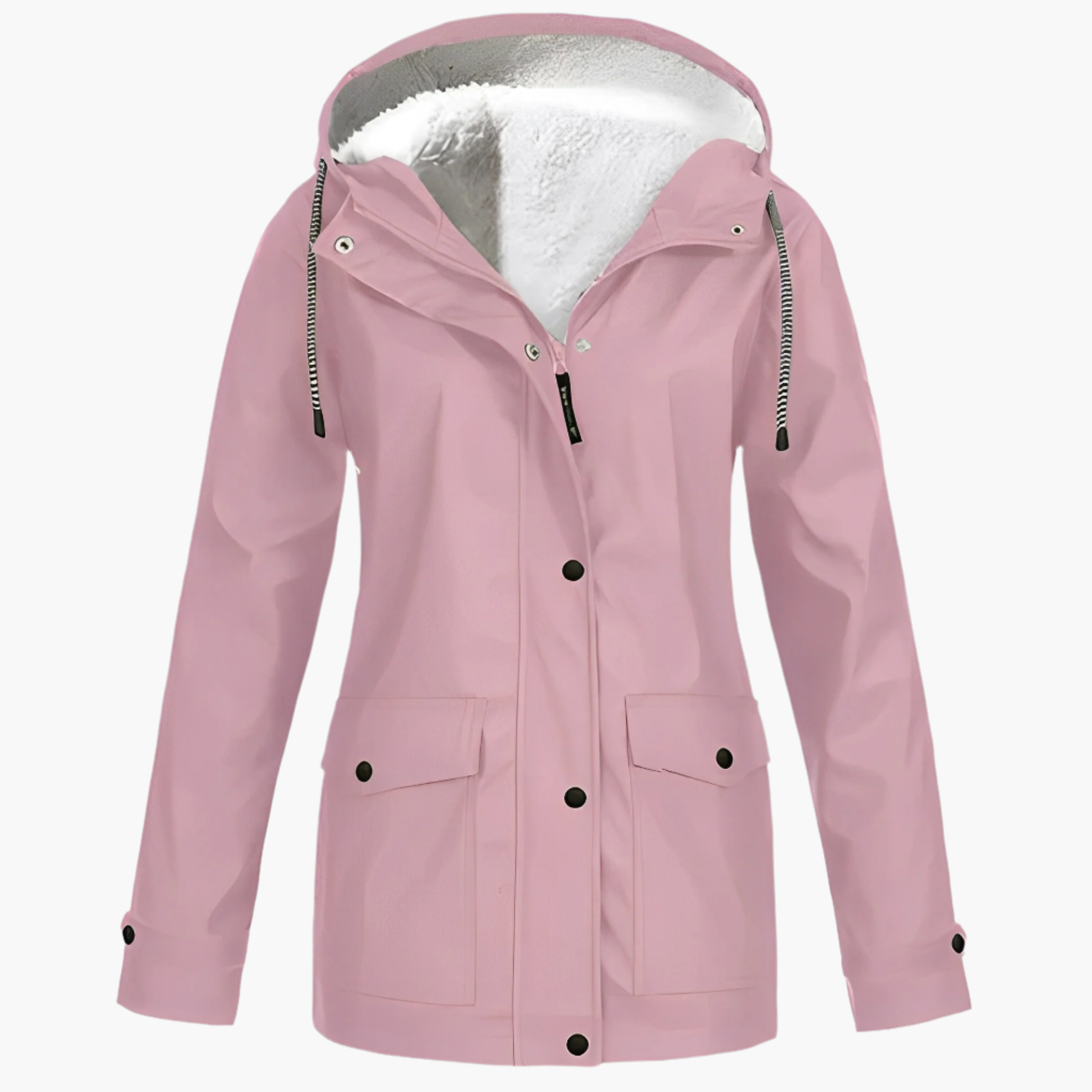 Women's Waterproof Winter Jacket with Fleece Lining – Fashionable Raincoat for Cold Days