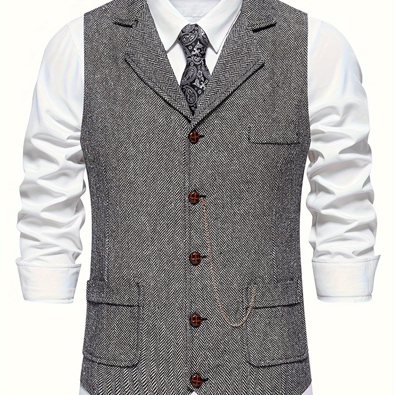 Men's Vest Retro Style Business Chic – Vest with Notched Collar