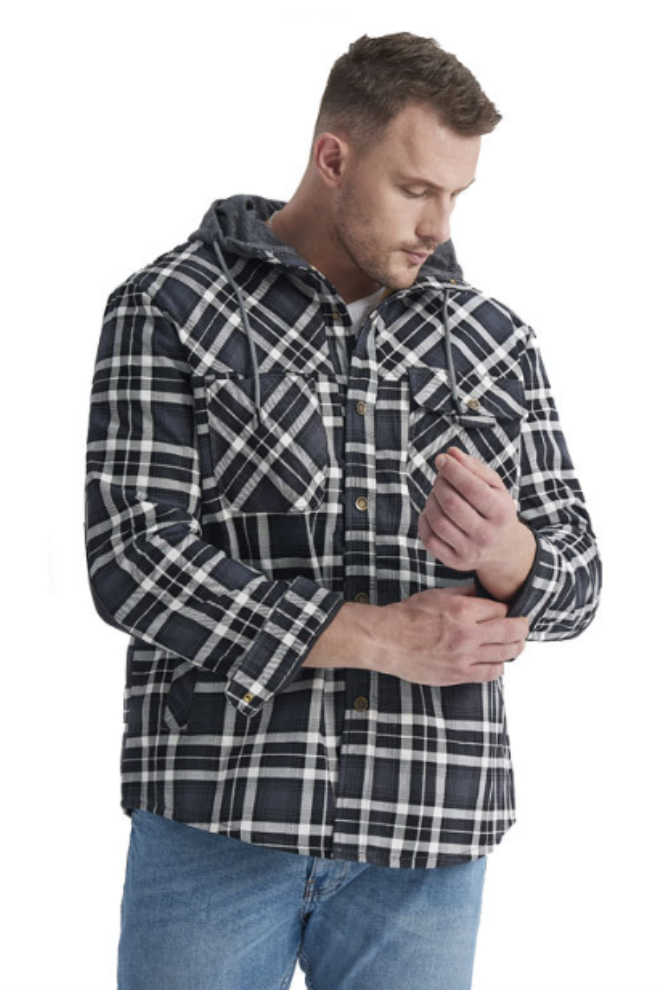 Men's Jacket with Hood – Checked Lumberjack Style for Outdoor and Casual