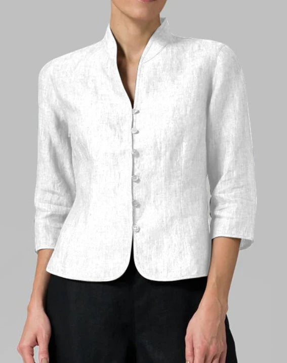 Women's Blazer – Elegant Tailored Jacket with Stand-up Collar for Business and Festive Occasions