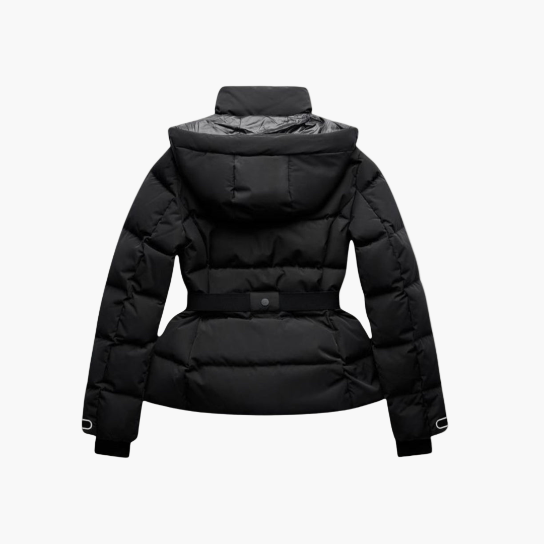 Women's Quilted Puffer Jacket with Belt and Removable Shoulder Flaps – Ideal for Winter & Outdoor