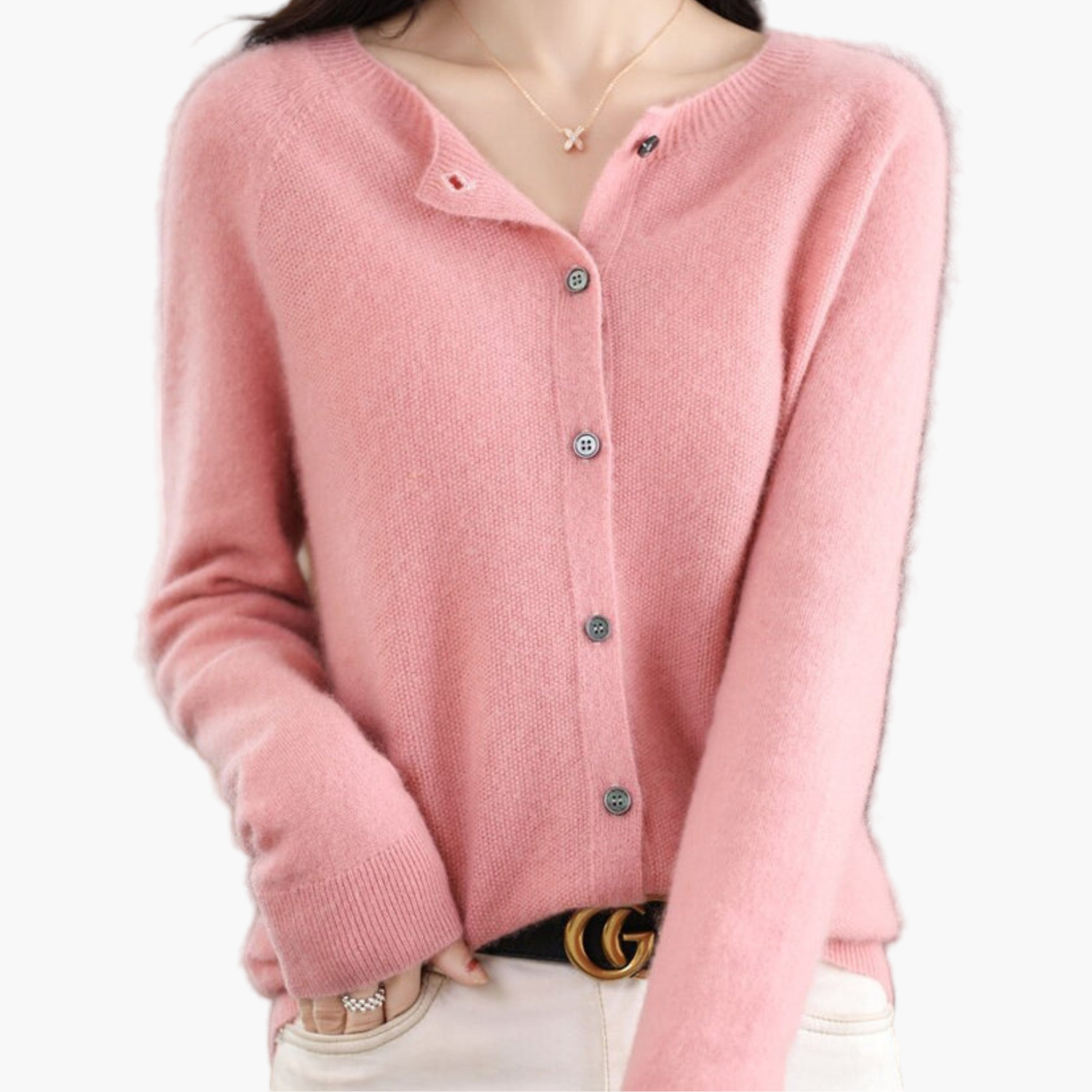 Women's Classic Knitted Cardigan with Round Neck – Stylish and Comfortable for Every Occasion
