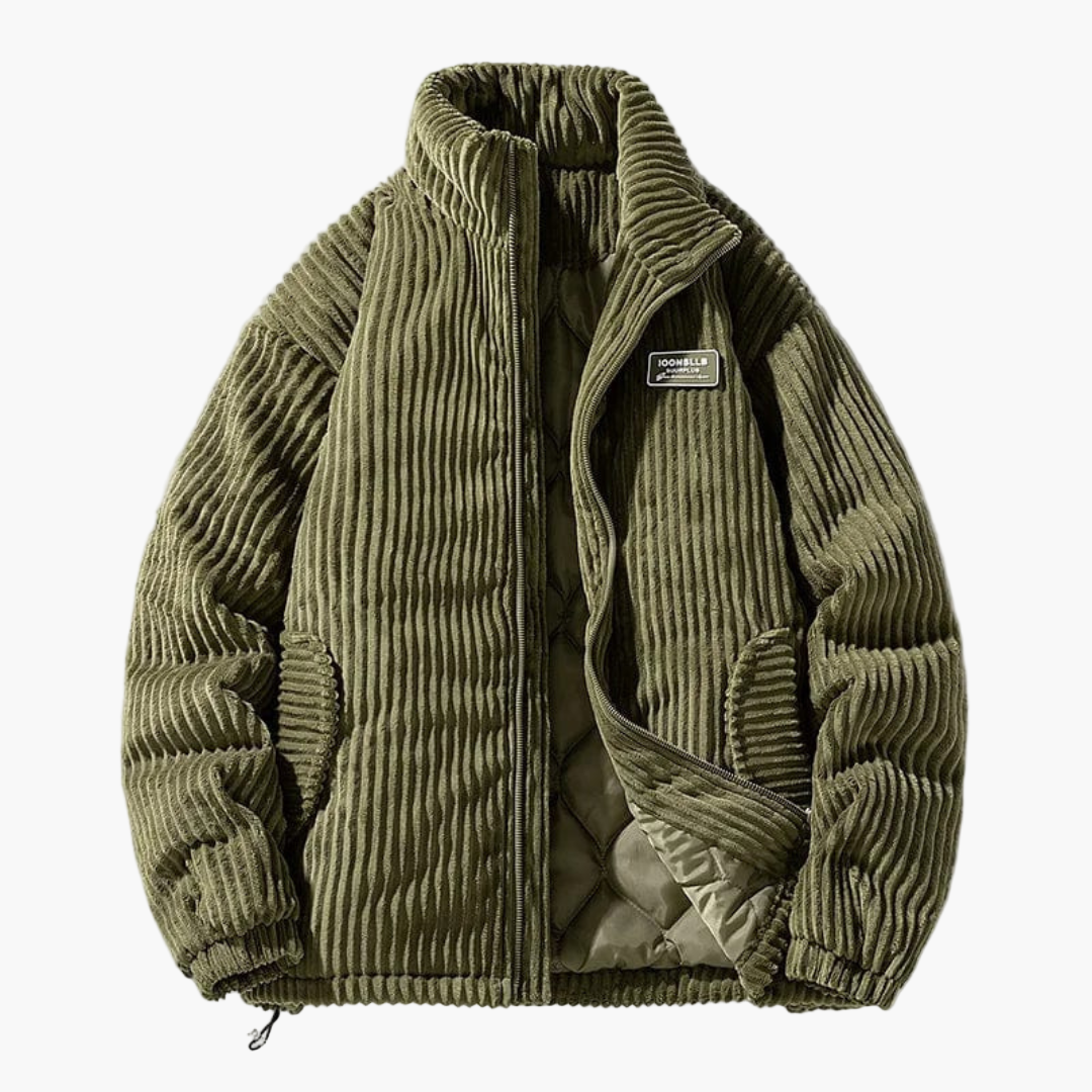 Men's Corduroy Winter Jacket, Casual Ribbed, Comfortable and Warm
