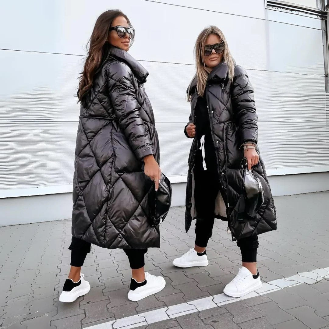 Women's Quilted Parka Jacket Long Winter Style Elegant & Comfortable