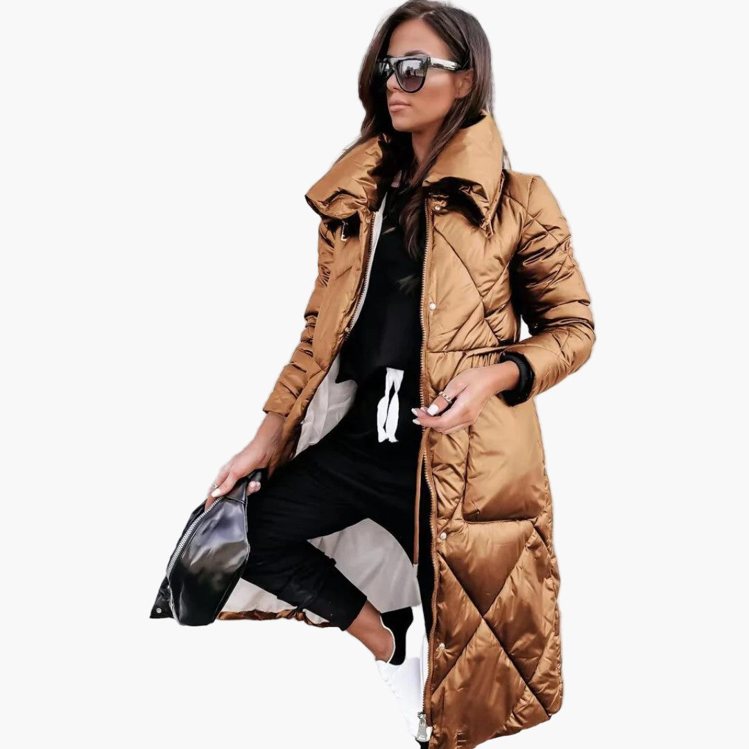 Women's Quilted Parka Jacket Long Winter Style Elegant & Comfortable
