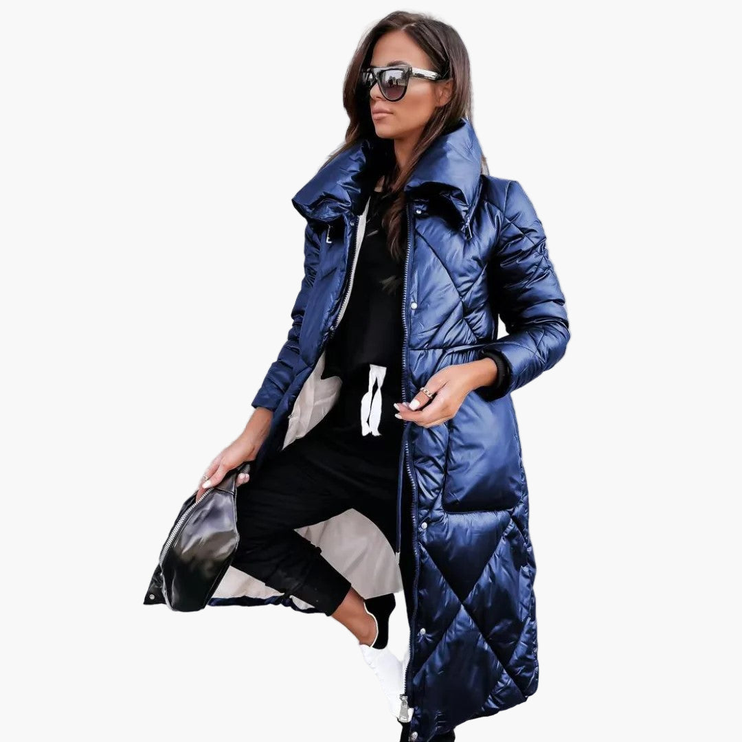 Women's Quilted Parka Jacket Long Winter Style Elegant & Comfortable