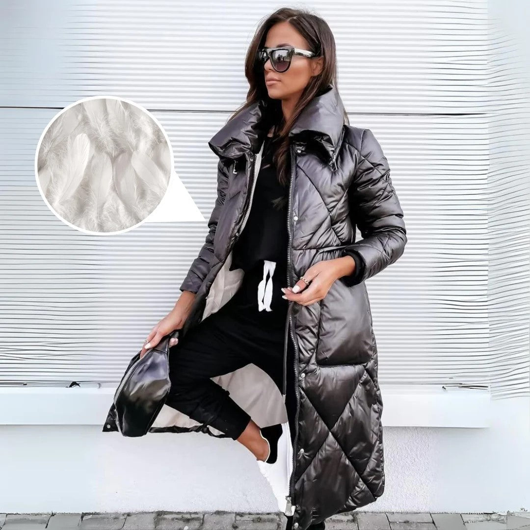 Women's Quilted Parka Jacket Long Winter Style Elegant & Comfortable