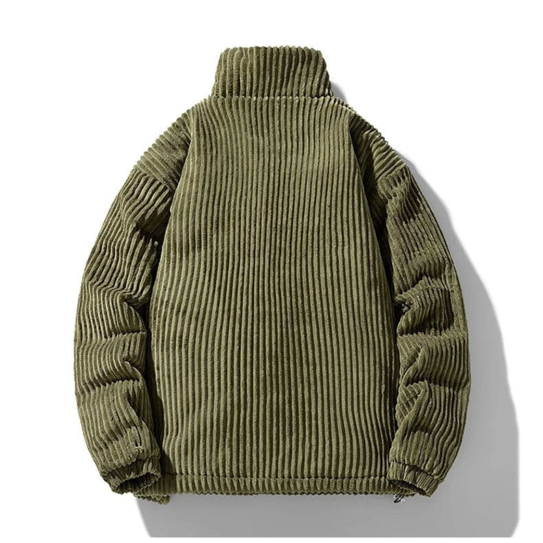 Men's Corduroy Winter Jacket, Casual Ribbed, Comfortable and Warm