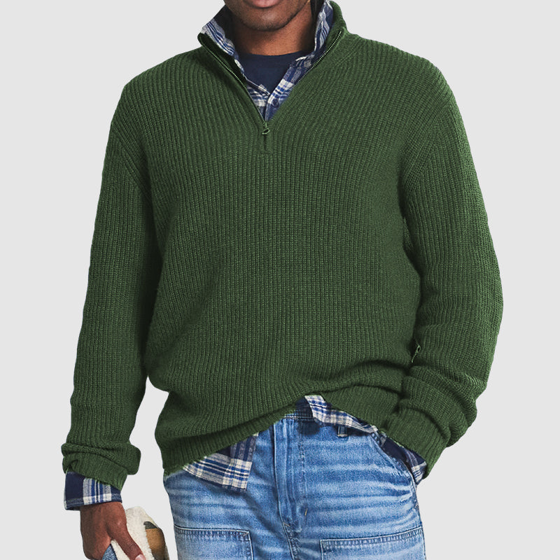 Men's Half-Zip Knitted Sweater – Business Casual Style for Comfort and Class