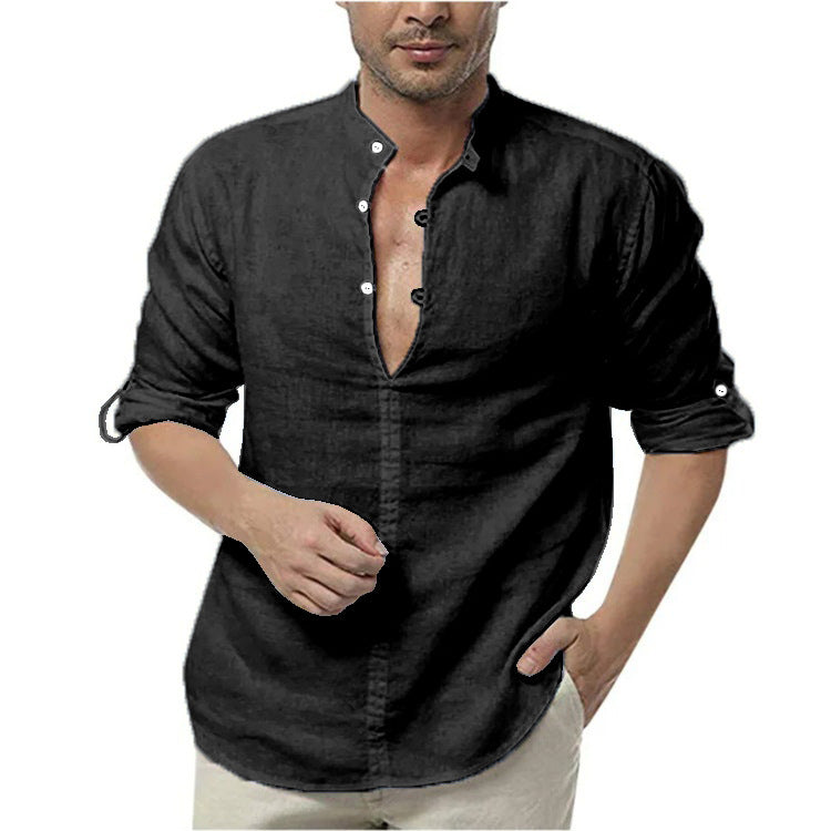Marcus – Long Sleeve V-Neck Casual Shirt