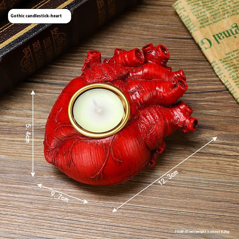 Halloween Gothic Tealight Holder Set – Heart, Brain & Spine Decoration