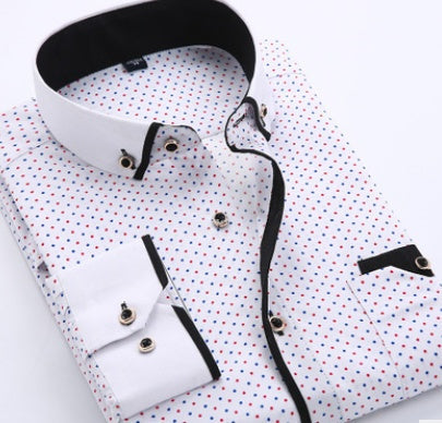 Men's shirt with modern pattern and contrast details for business and casual occasions