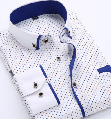 Men's shirt with modern pattern and contrast details for business and casual occasions