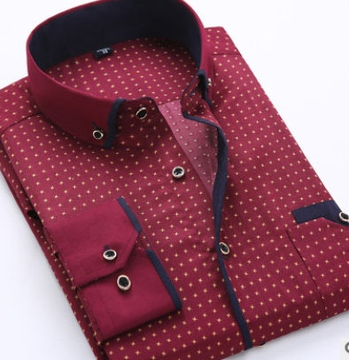 Men's shirt with modern pattern and contrast details for business and casual occasions