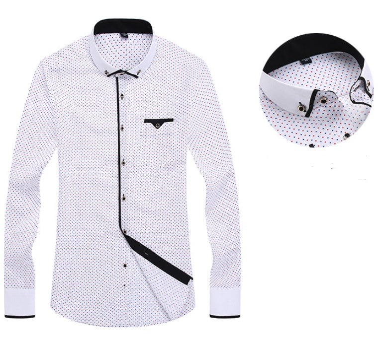 Men's shirt with modern pattern and contrast details for business and casual occasions