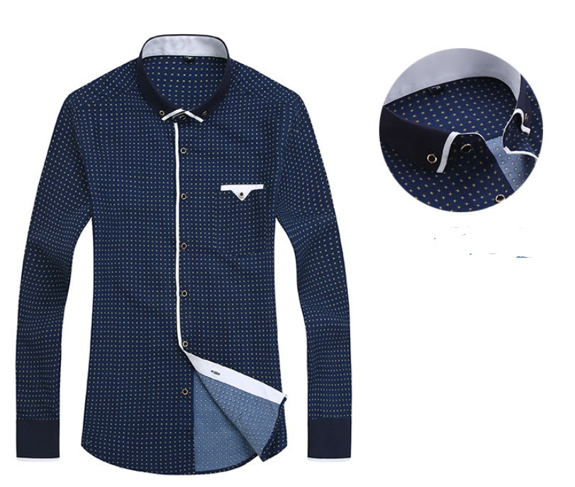 Men's shirt with modern pattern and contrast details for business and casual occasions