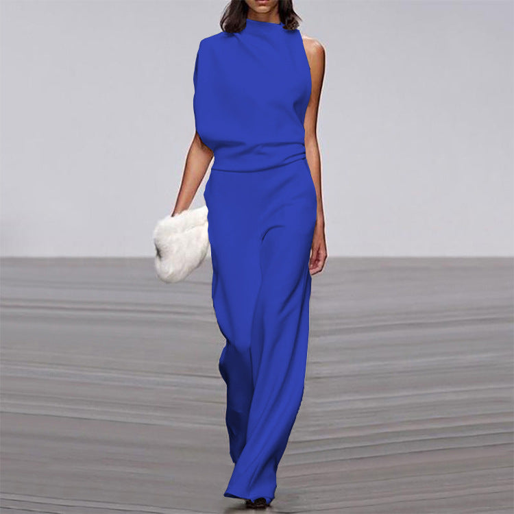 Women's Asymmetrical Jumpsuit – Elegant One-Shoulder Look for Festive Occasions
