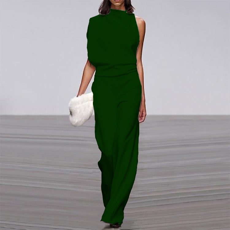 Women's Asymmetrical Jumpsuit – Elegant One-Shoulder Look for Festive Occasions