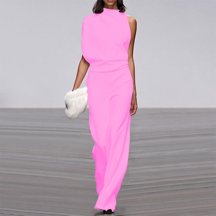 Women's Asymmetrical Jumpsuit – Elegant One-Shoulder Look for Festive Occasions
