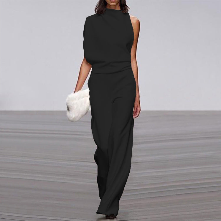 Women's Asymmetrical Jumpsuit – Elegant One-Shoulder Look for Festive Occasions