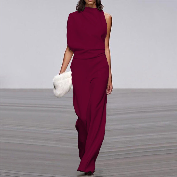 Women's Asymmetrical Jumpsuit – Elegant One-Shoulder Look for Festive Occasions