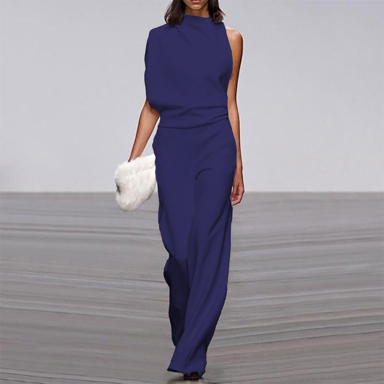 Women's Asymmetrical Jumpsuit – Elegant One-Shoulder Look for Festive Occasions