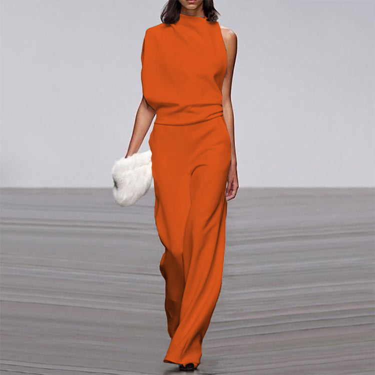 Women's Asymmetrical Jumpsuit – Elegant One-Shoulder Look for Festive Occasions