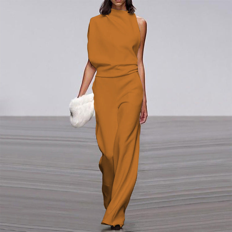 Women's Asymmetrical Jumpsuit – Elegant One-Shoulder Look for Festive Occasions
